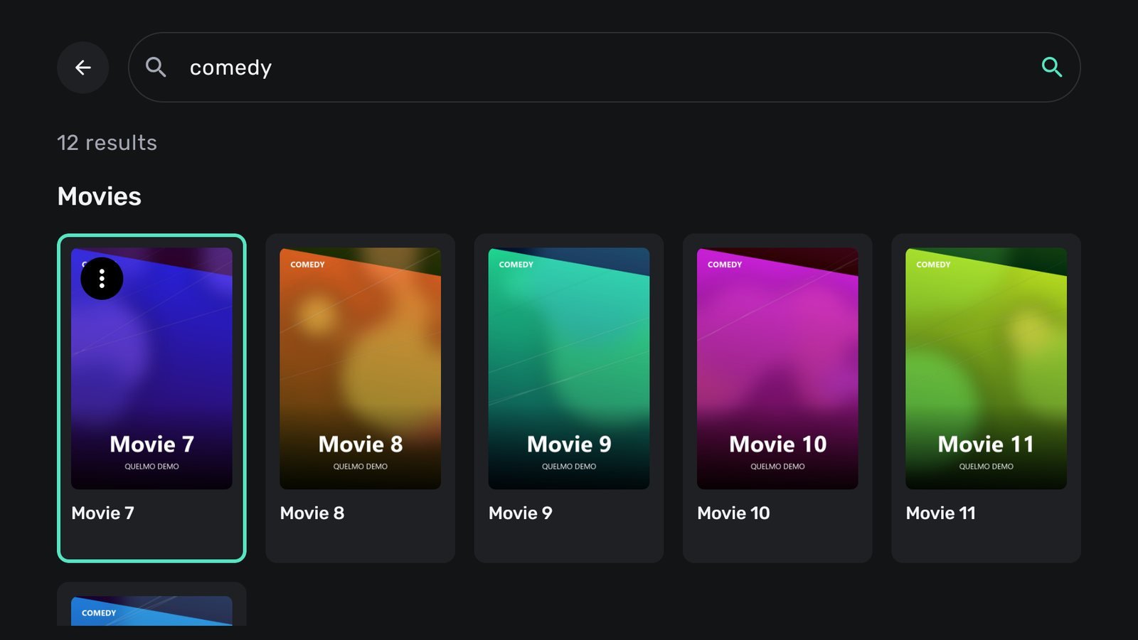 Search results grouped by type